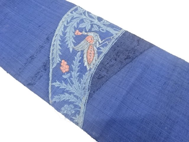 JAPANESE KIMONO / ANTIQUE NAGOYA OBI / SILK / TSUMUGI / WOVEN PEACOCK